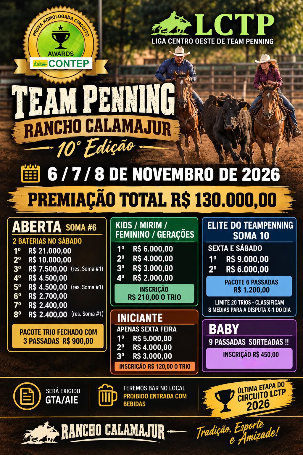 10ª Edicao Team Penning Rancho Calamajur - 06 a 08-11-2026 - Formosa-GO