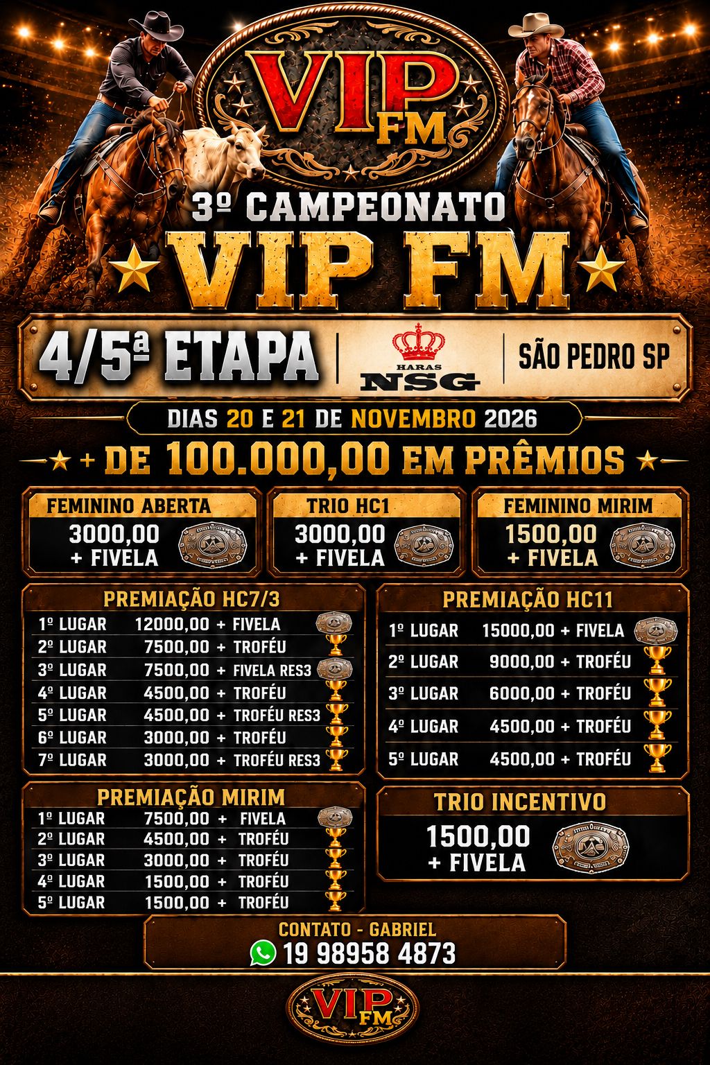 4ª e 5ª Etapas 3º Campeonato VIP - Rancho NSG - 20 e 21-11-2026 - Sao Pedro-SP